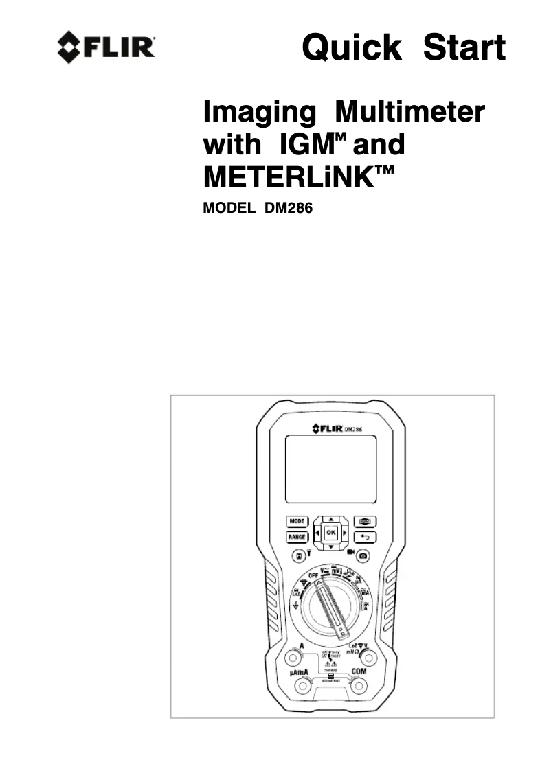 Page 1 de la notice Guide de démarrage rapide FLIR DM286