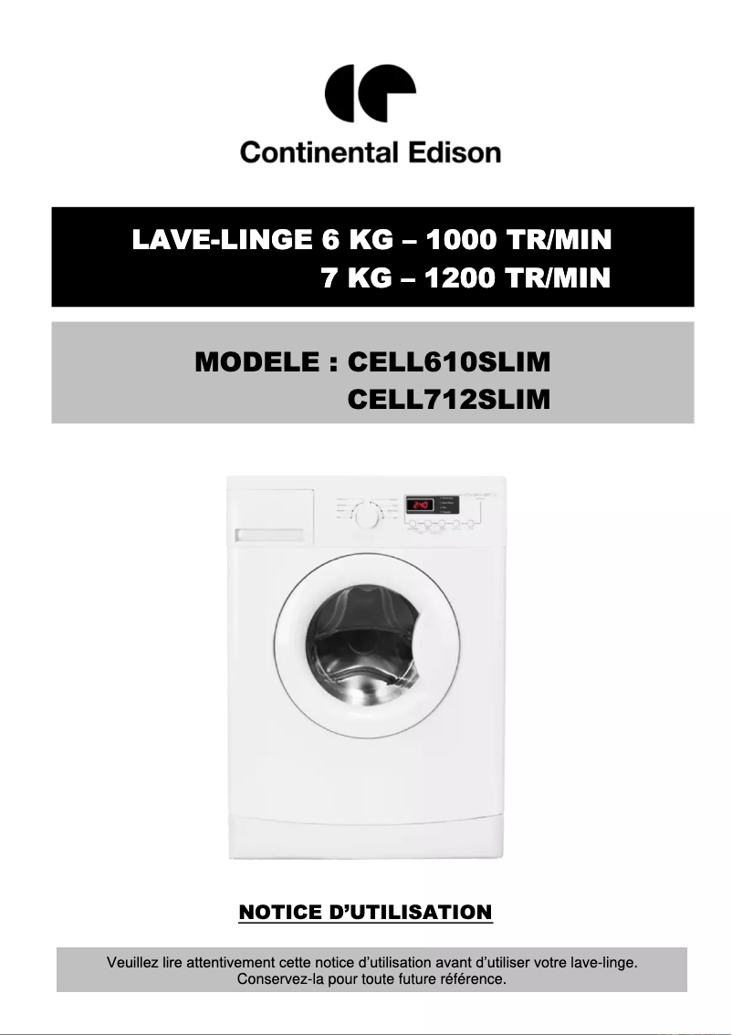 Page n°1 - Manuel utilisateur Continental Edison CELL610SLIM
