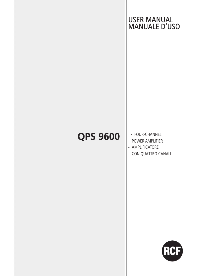 Page 1 de la notice Manuel utilisateur RCF QPS 9600