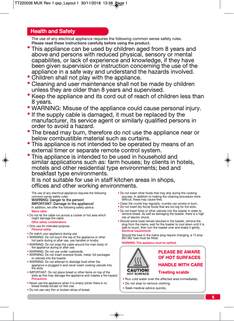 Page 1 de la notice Manuel utilisateur Morphy Richards 220027