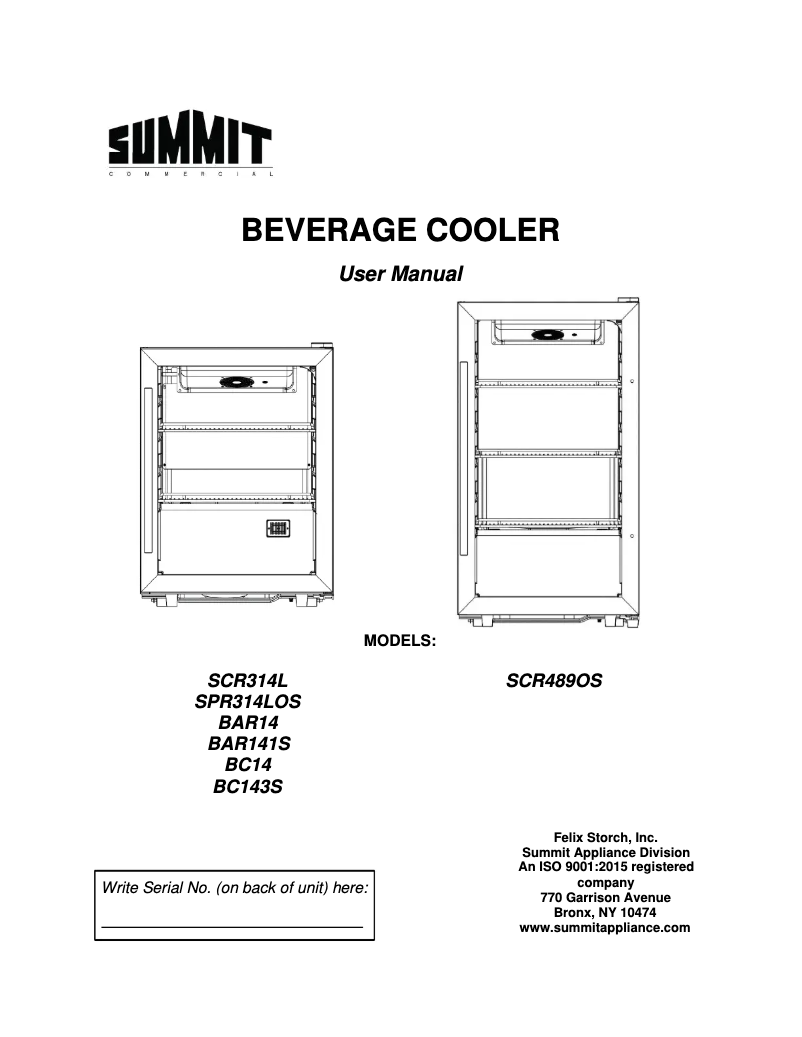 Page 1 de la notice Manuel utilisateur Summit SPR314LOS