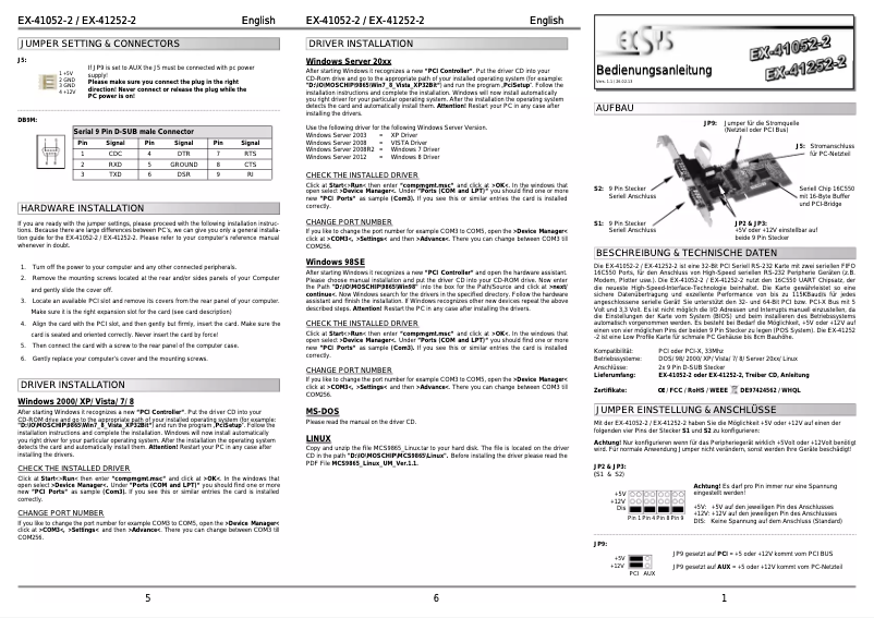 Page 1 de la notice Manuel utilisateur EXSYS EX-41252-2