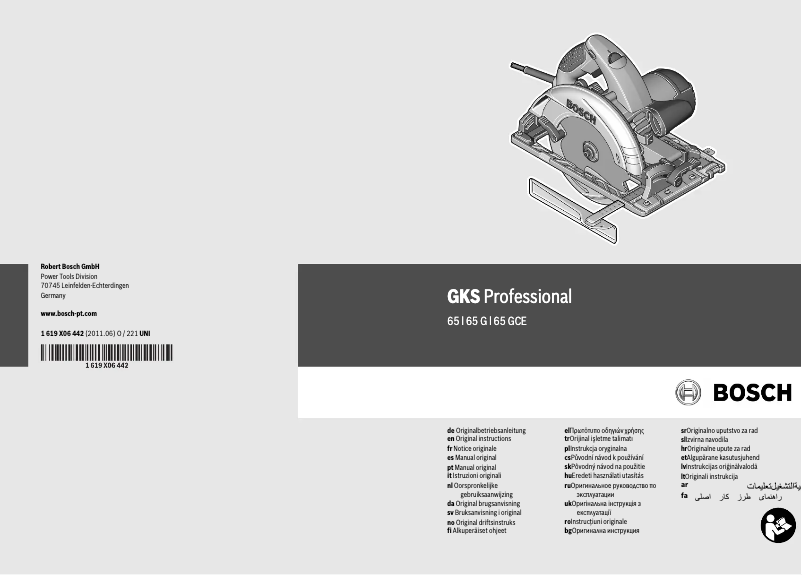 Page 1 of the manual User Manual Bosch GKS 65 GCE Professional
