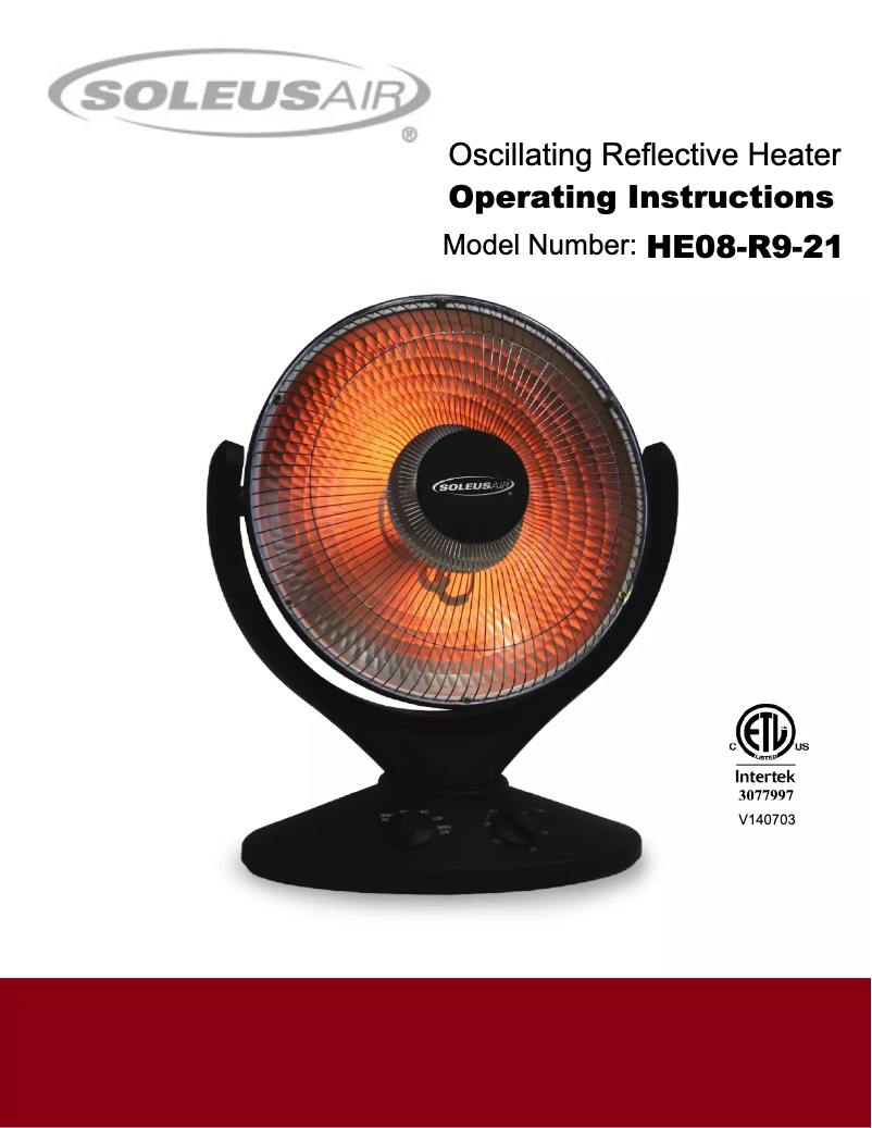 Page 1 de la notice Manuel utilisateur SoleusAir HE08-R9-21