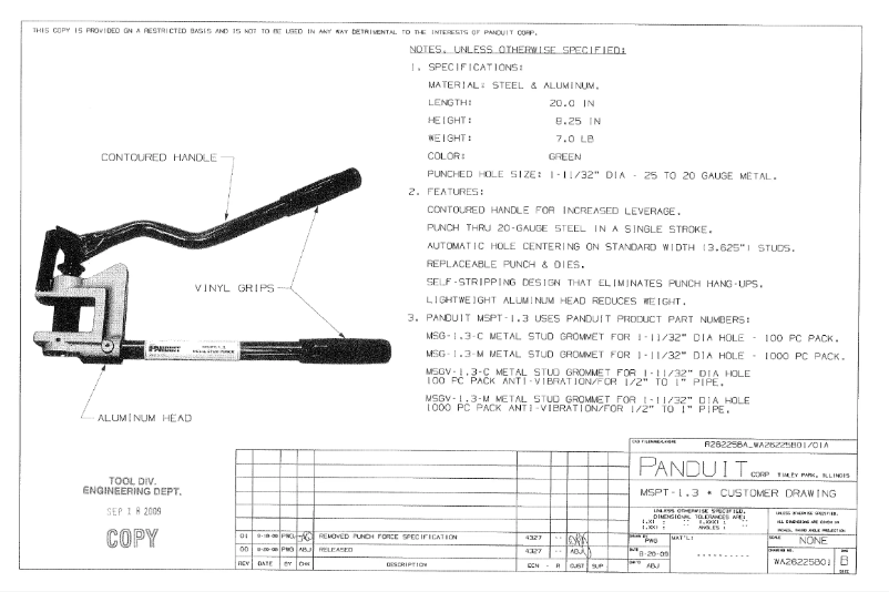 Página 1 del manual Dibujo técnico Panduit MSPT-1.3