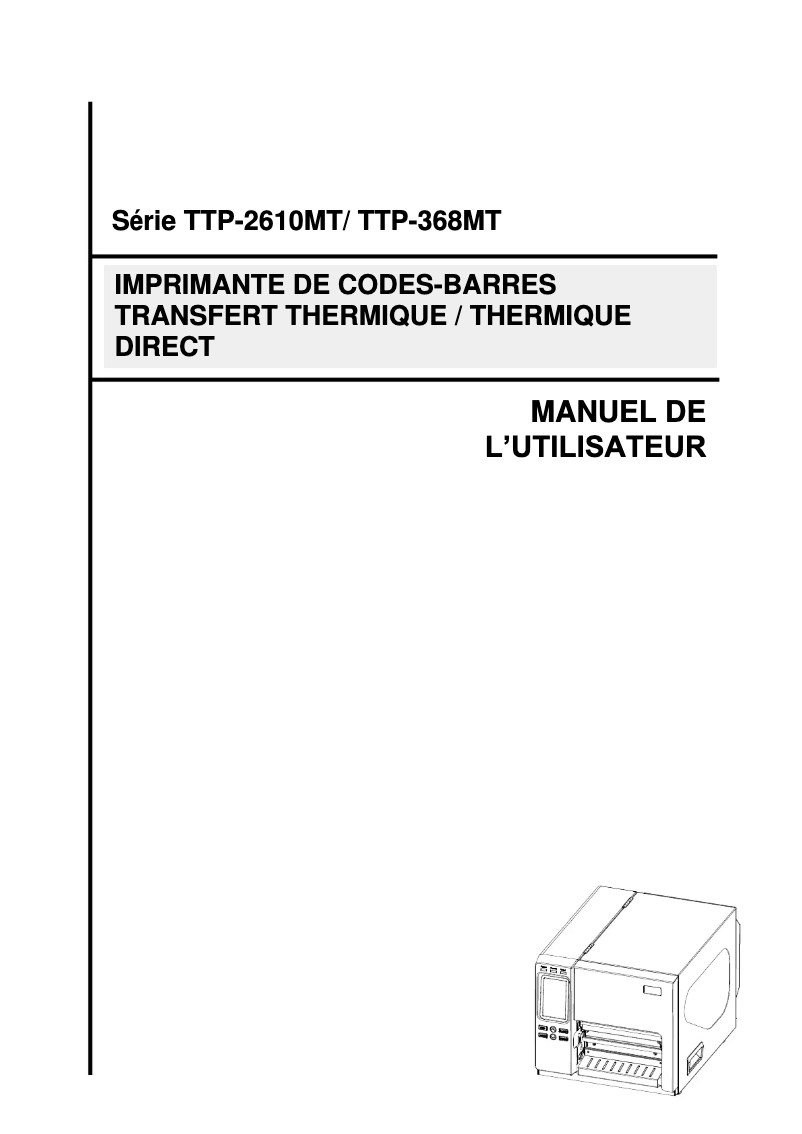 Image de la première page du manuel de l'appareil TTP-2610MT