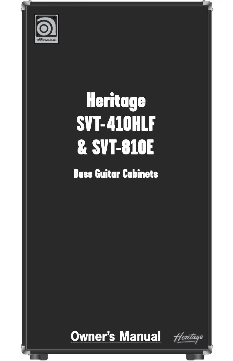 Page 1 de la notice Manuel utilisateur Ampeg Heritage SVT-410HLF