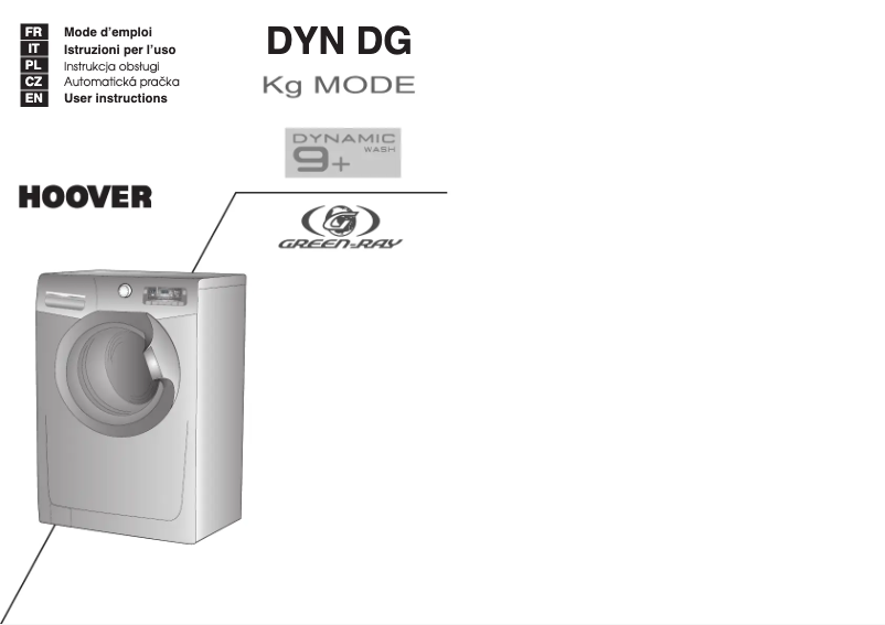 Page 1 de la notice Manuel utilisateur Hoover DYN 9124DG-18S