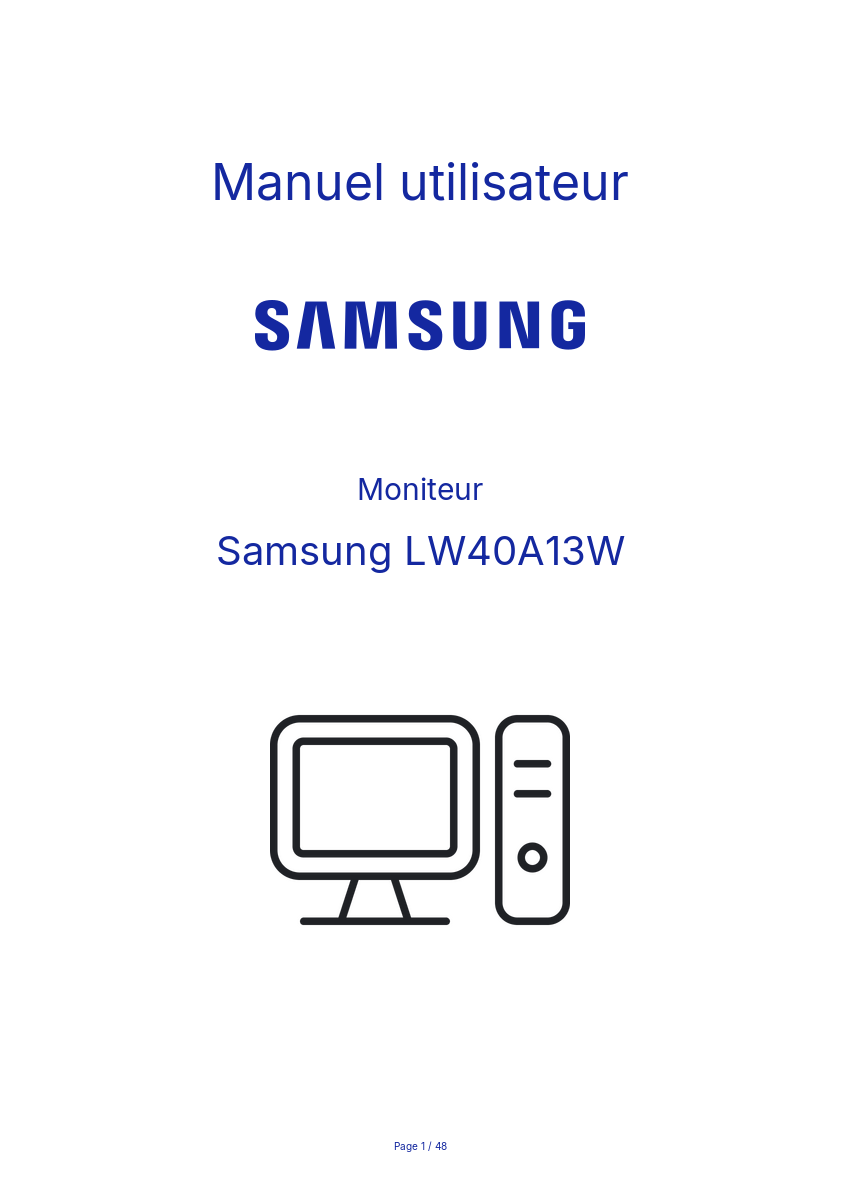 Page n°1 - Manuel utilisateur Samsung LW40A13W