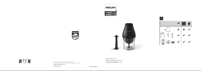 Página 1 del manual Manual de usuario Philips Viva Collection OnionChef HR2505