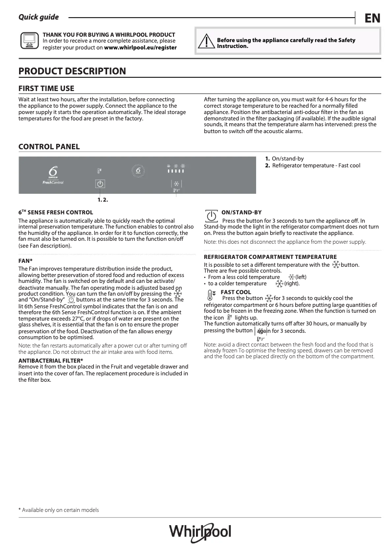 Image de la première page du manuel de l'appareil ART 228/80 A+/SF