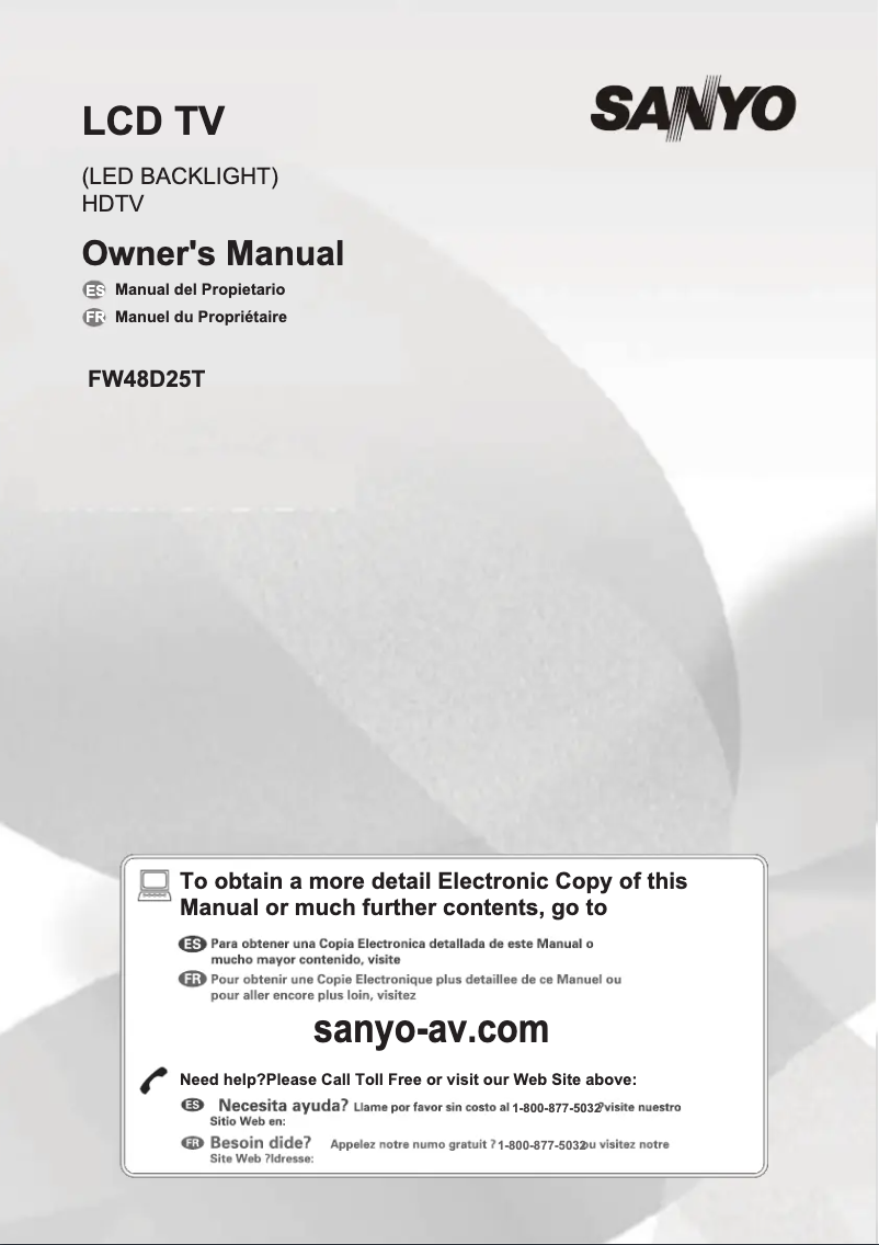 Page n°1 - Manuel utilisateur Sanyo FW48D25T