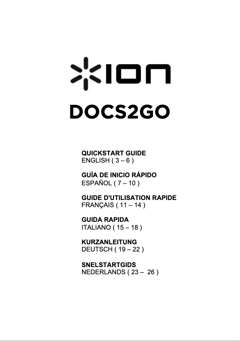Image de la première page du manuel de l'appareil Docs2Go
