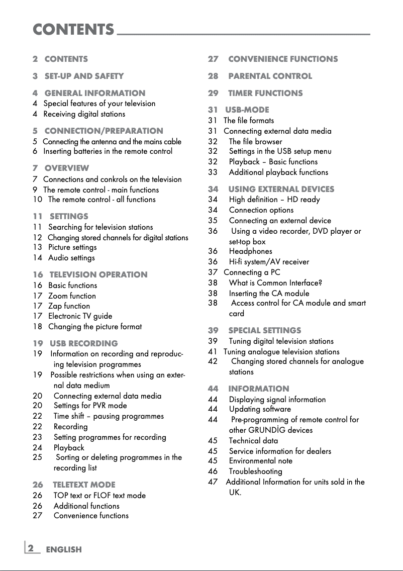 Page 1 de la notice Manuel utilisateur Grundig Vision 9 26-9041