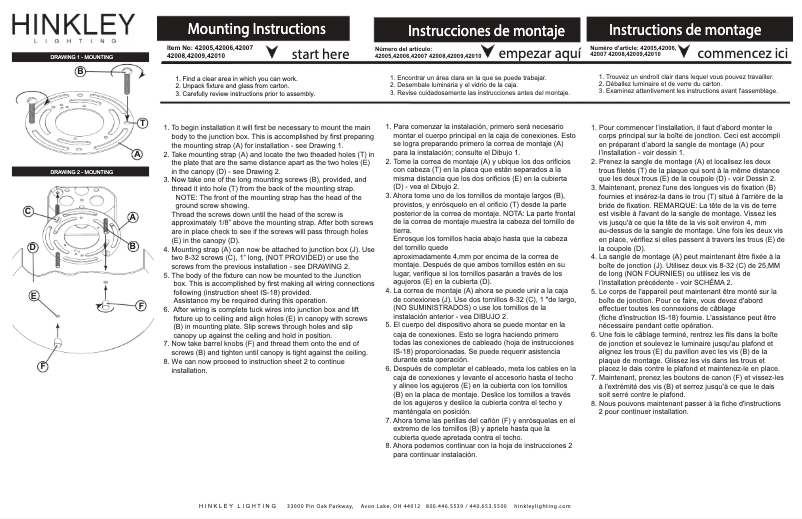 Page n°1 - Manuel utilisateur Hinkley Lighting Halo 42005BK