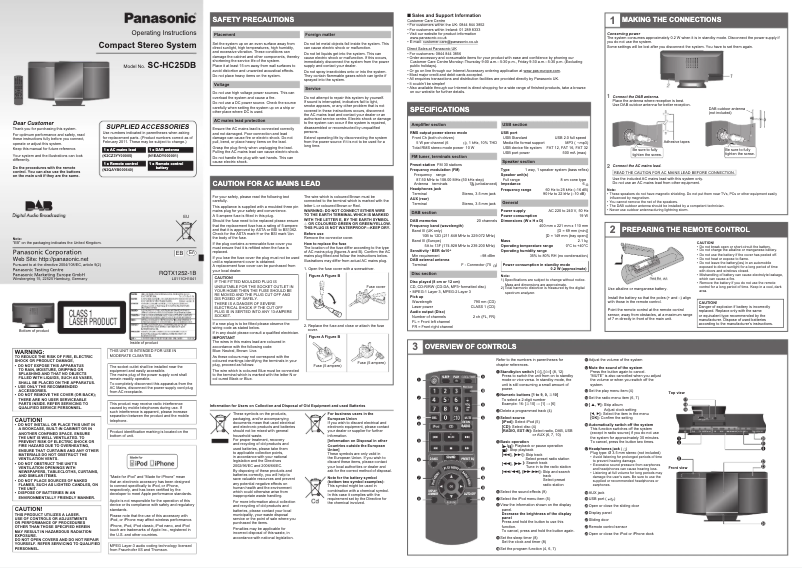 Page n°1 - Manuel utilisateur Panasonic SC-HC25DB