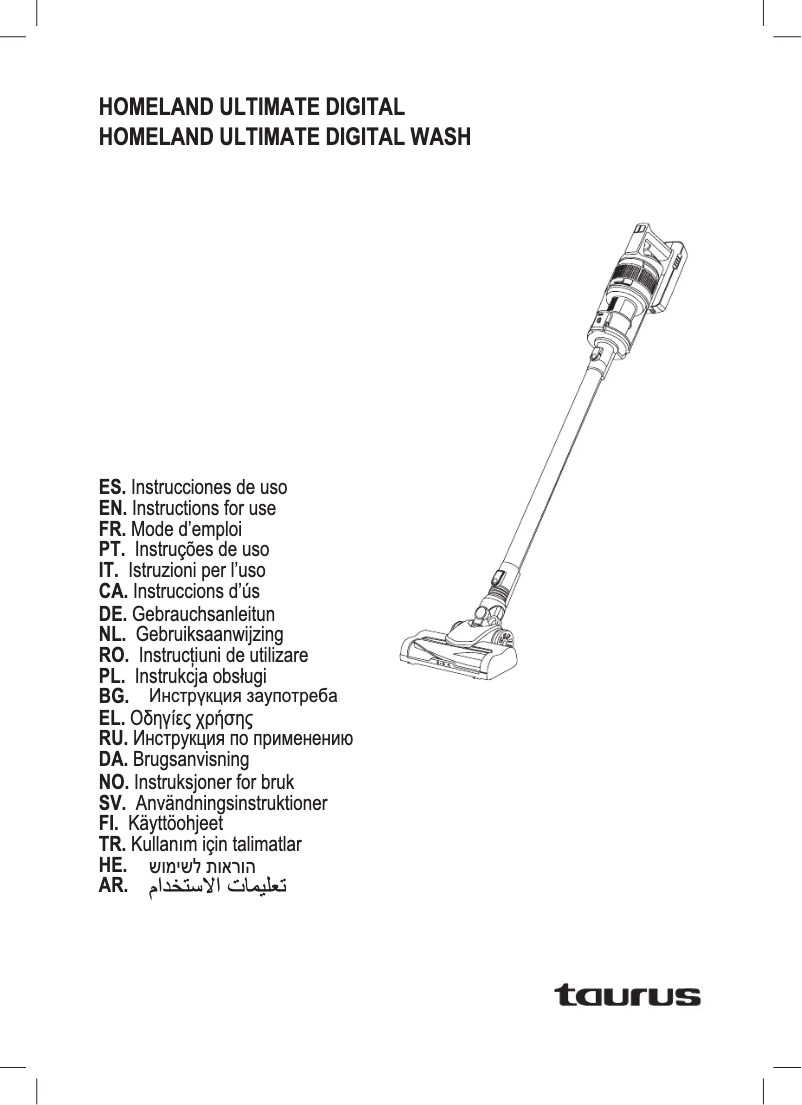 Page 1 de la notice Manuel utilisateur Taurus Homeland Ultimate Digital