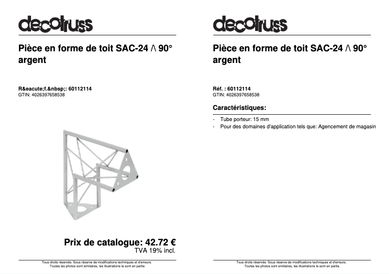 Page n°1 - Fiche technique Decotruss SAC 24