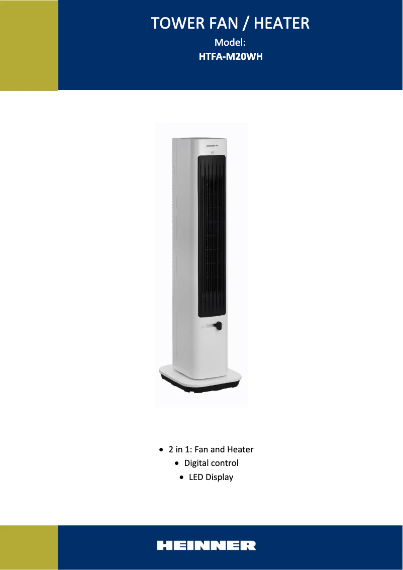 Page 1 de la notice Manuel utilisateur Heinner HTFA-M20WH