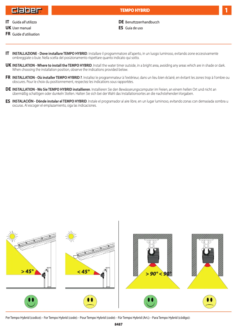 Page n°1 - Manuel utilisateur Claber Tempo Hybrid 8488