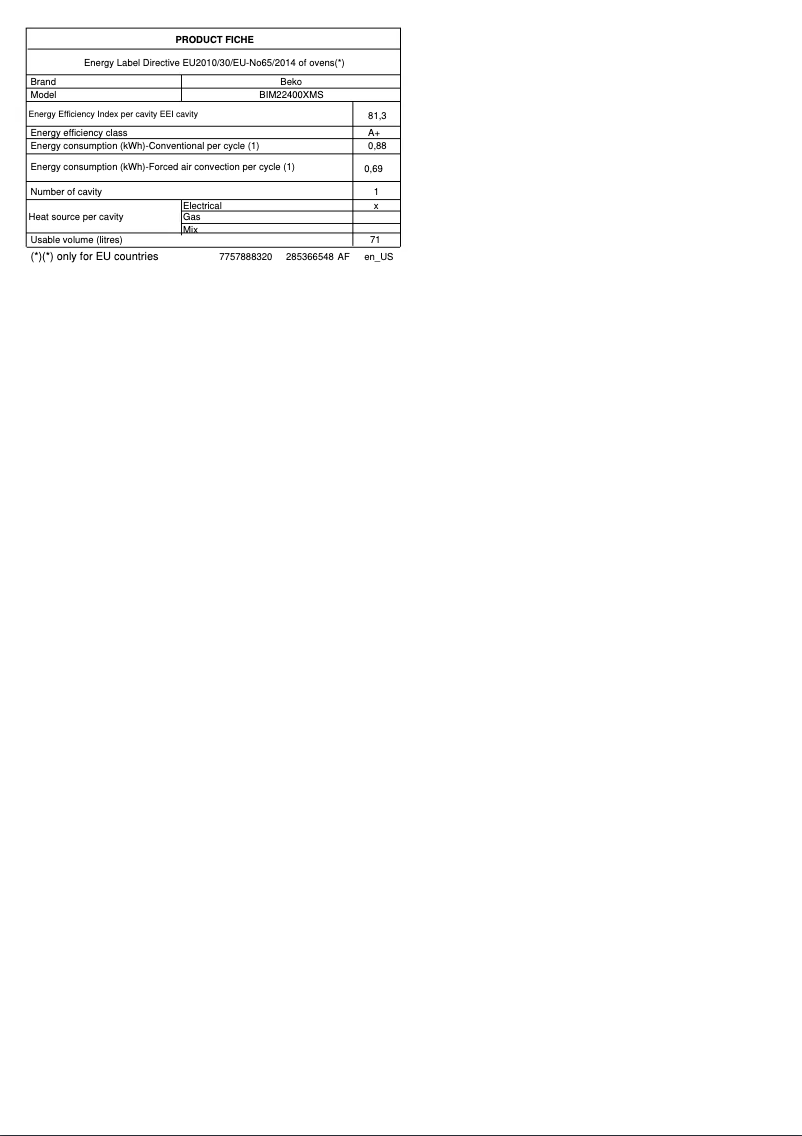 Image de la première page du manuel de l'appareil BIM22400XMS