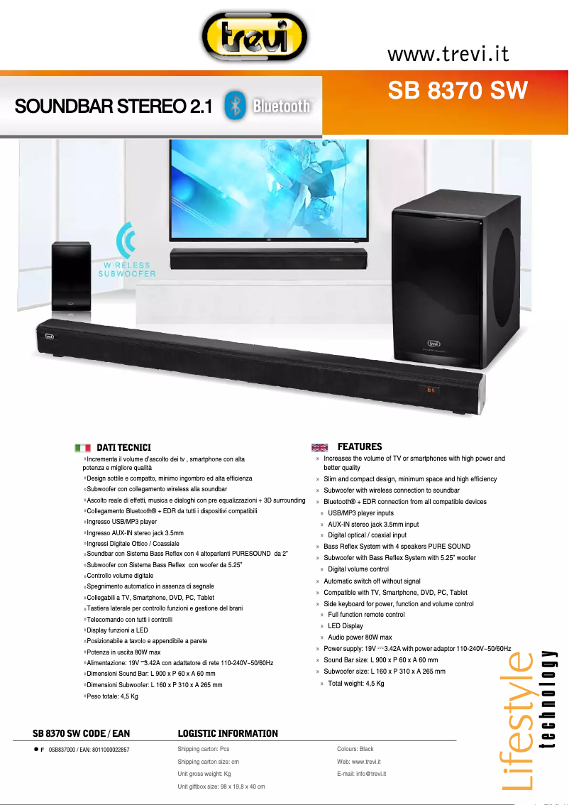 Page n°1 - Manuel utilisateur Trevi SB 8370 SW