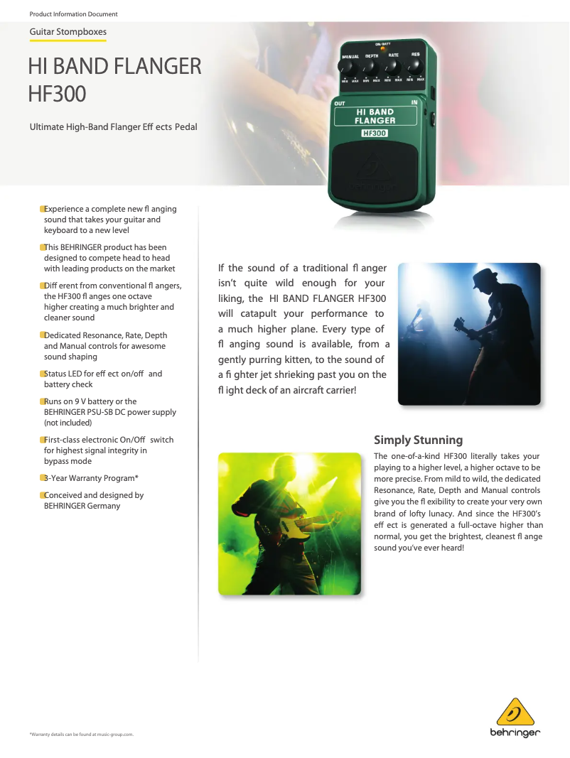Page 1 de la notice Fiche technique Behringer HF300