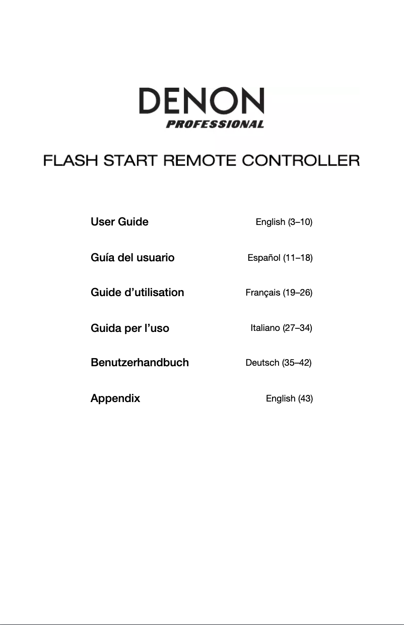 Página 1 del manual Manual de usuario Denon Flash Start Remote