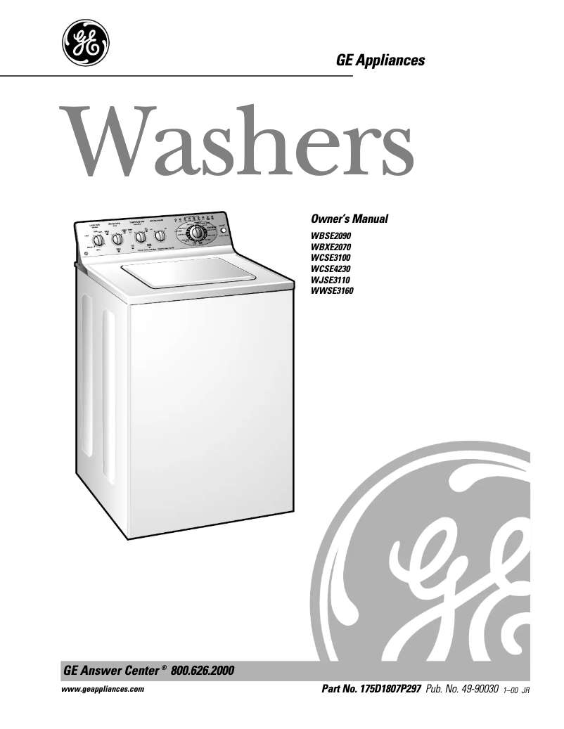 Page 1 de la notice Manuel d'utilisation et d'entretien GE WBXE2070AWW