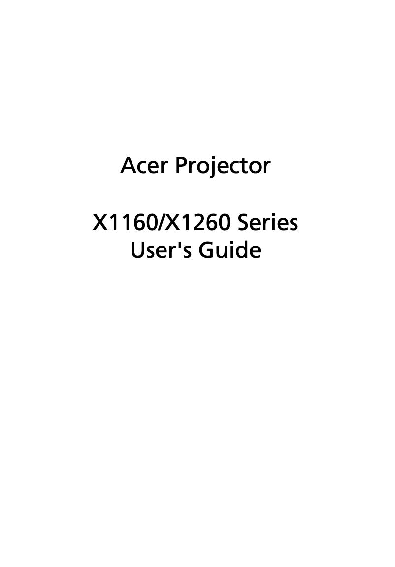 Page n°1 - Manuel utilisateur Acer Value X1160z
