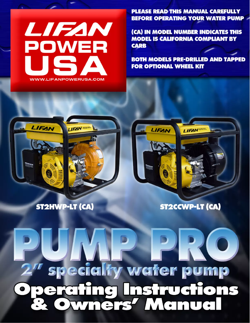 Page n°1 - Manuel utilisateur Lifan ST2HWP-LT