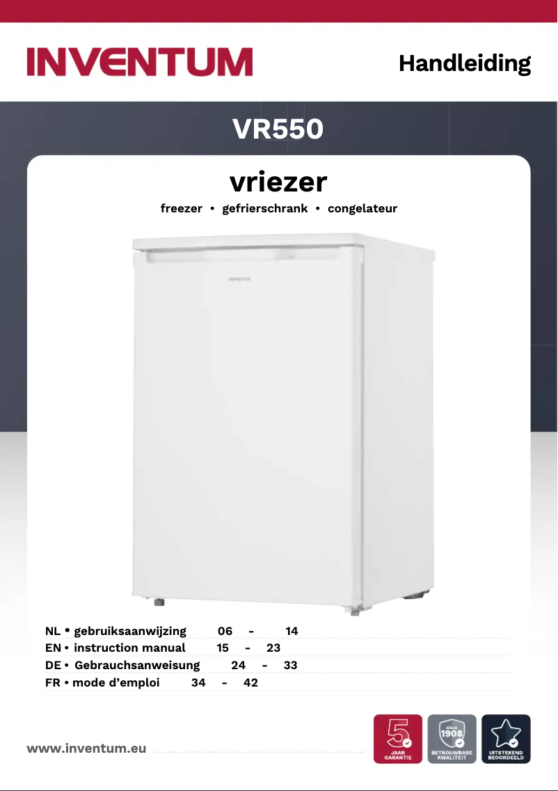 Page 1 de la notice Manuel utilisateur Inventum VR550