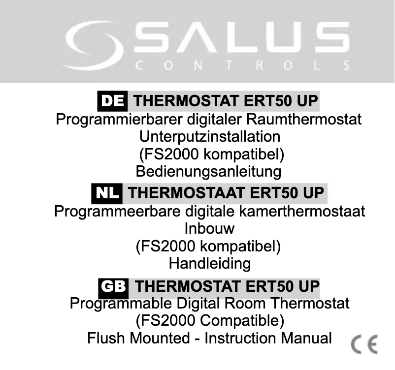 Page n°1 - Manuel utilisateur Salus ERT50 UP