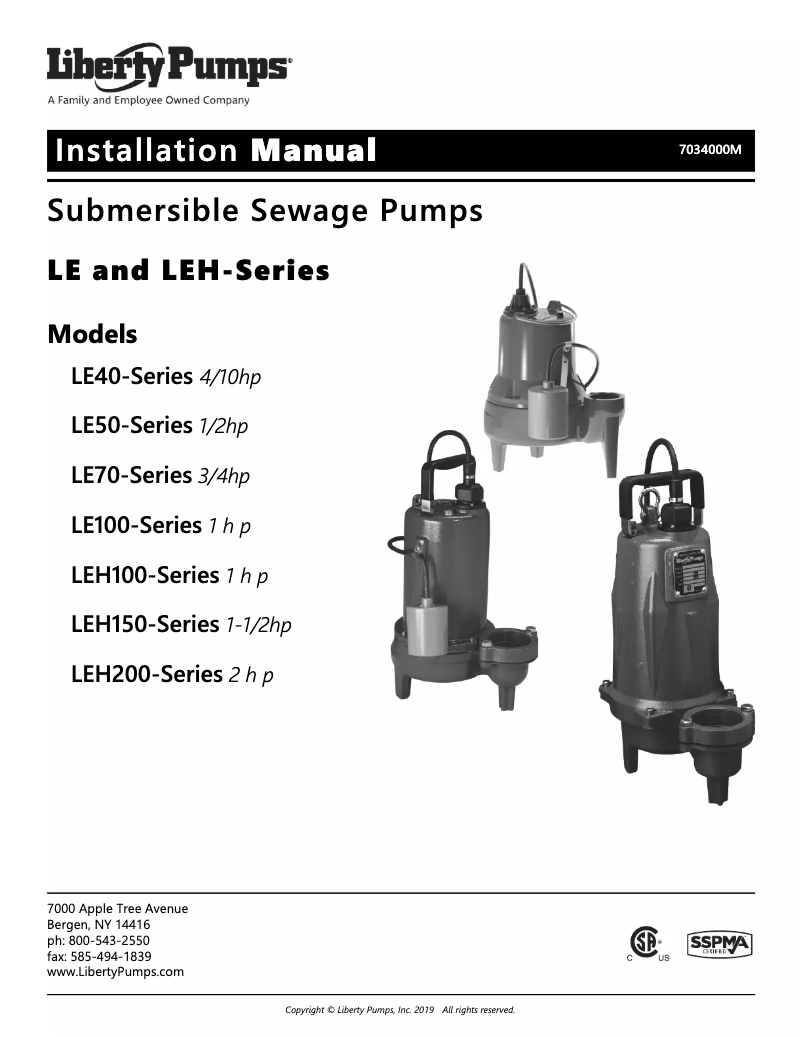 Page 1 de la notice Manuel utilisateur Liberty Pumps LE51A