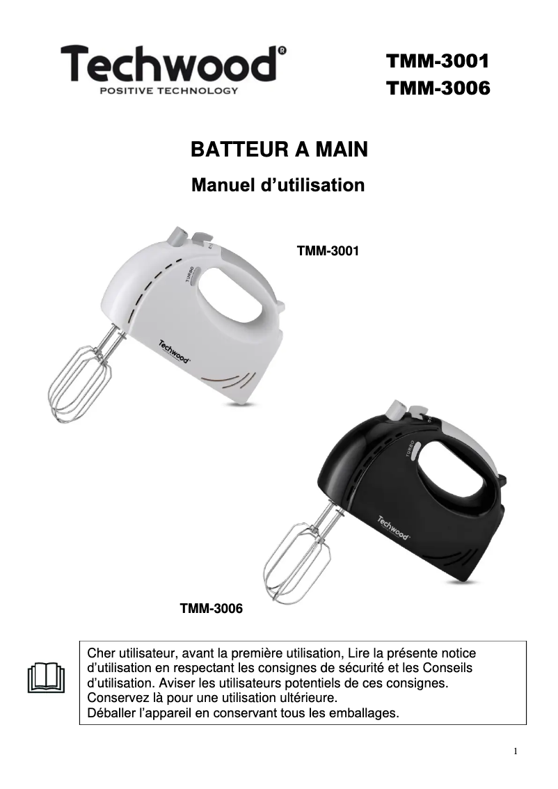Page 1 de la notice Manuel utilisateur Techwood TMM-3006