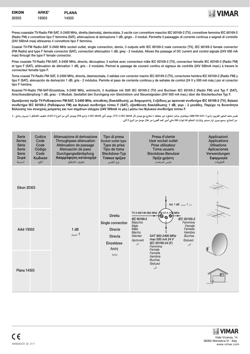 Page n°1 - Manuel utilisateur Vimar 14303.SL