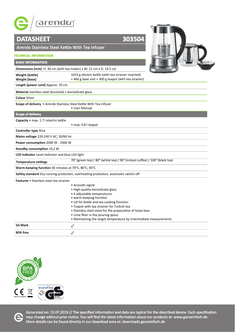 Image de la première page du manuel de l'appareil Deniz 303504