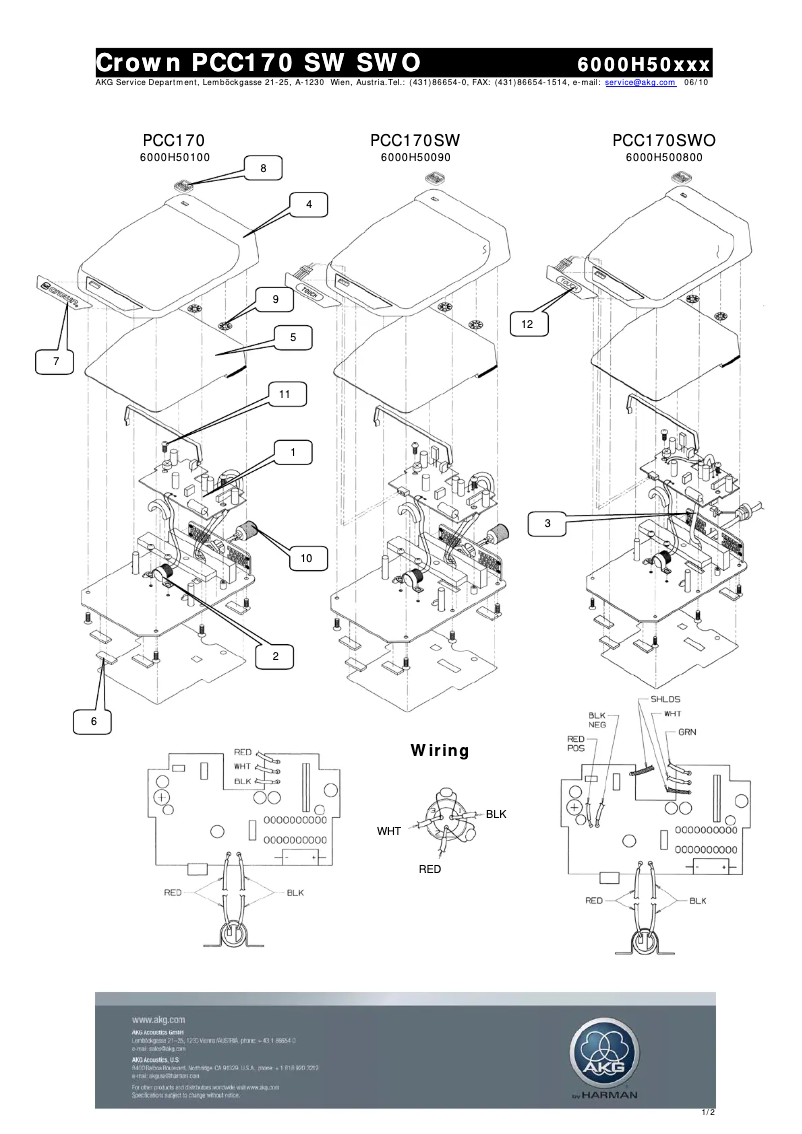 Page n°1 - Manuel utilisateur AKG PCC170