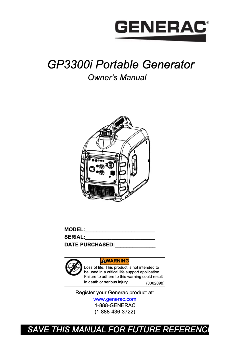 Image de la première page du manuel de l'appareil GP3300i