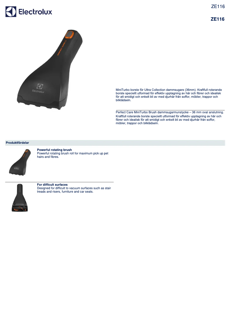 Page n°1 - Manuel utilisateur Electrolux ZE116