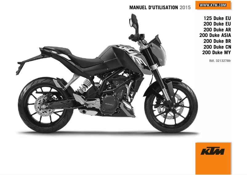 Page n°1 - Manuel utilisateur KTM 200 Duke (2015)