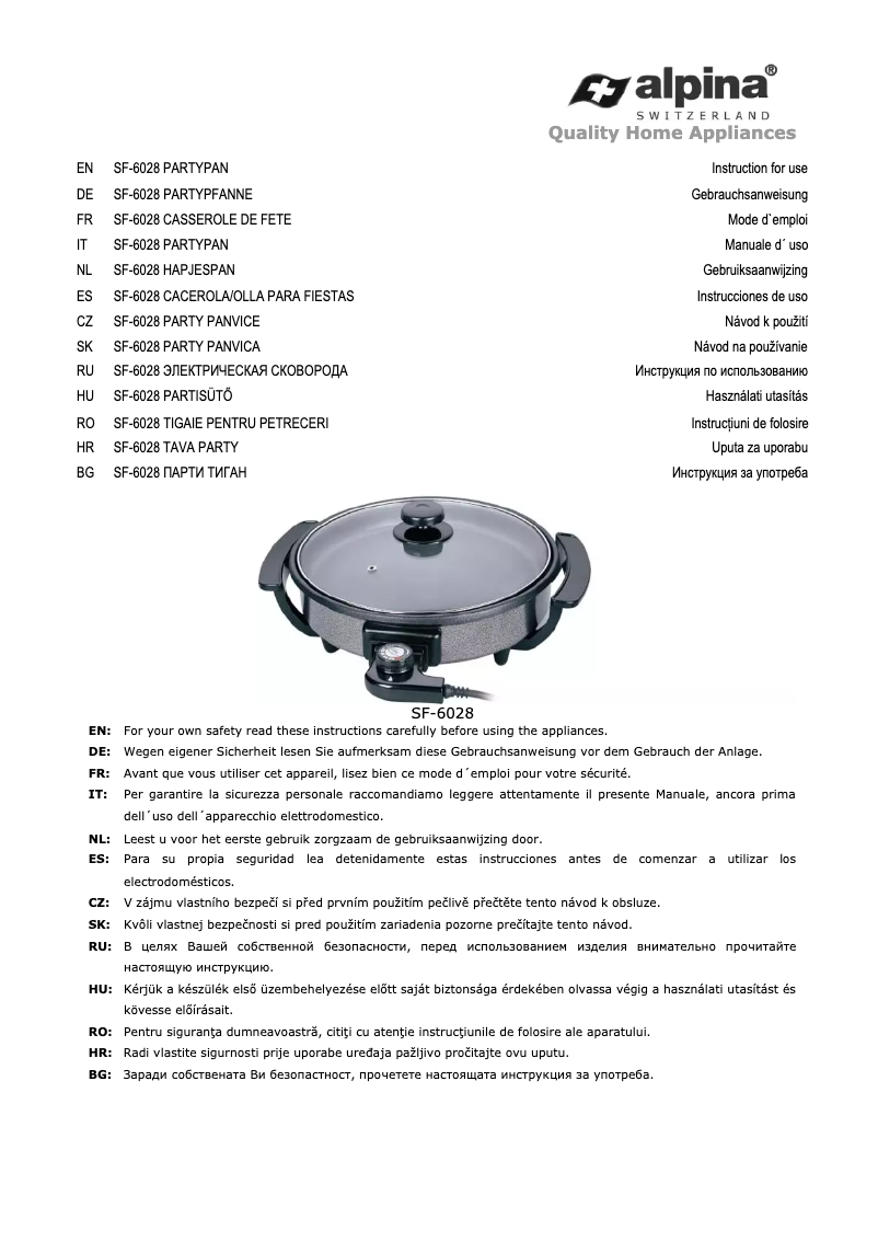 Page n°1 - Manuel utilisateur Alpina SF-6028