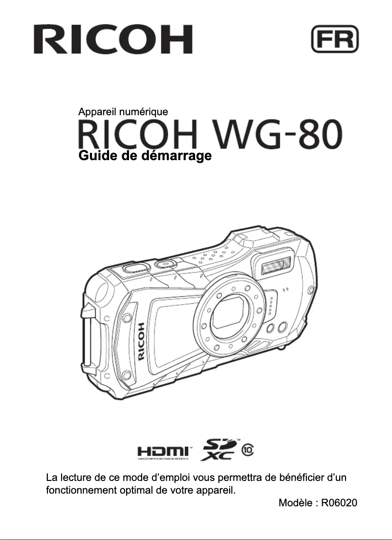 Image de la première page du manuel de l'appareil WG-80