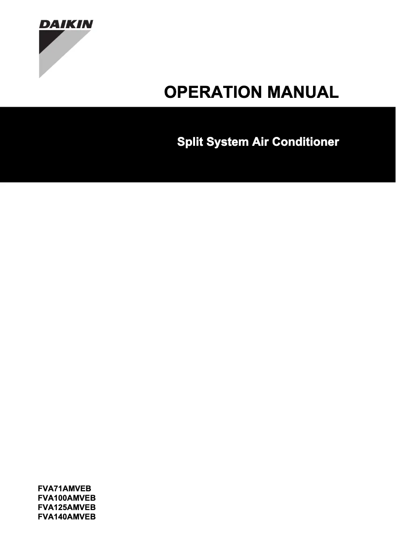 Page 1 de la notice Manuel utilisateur Daikin FVA71AMVEB