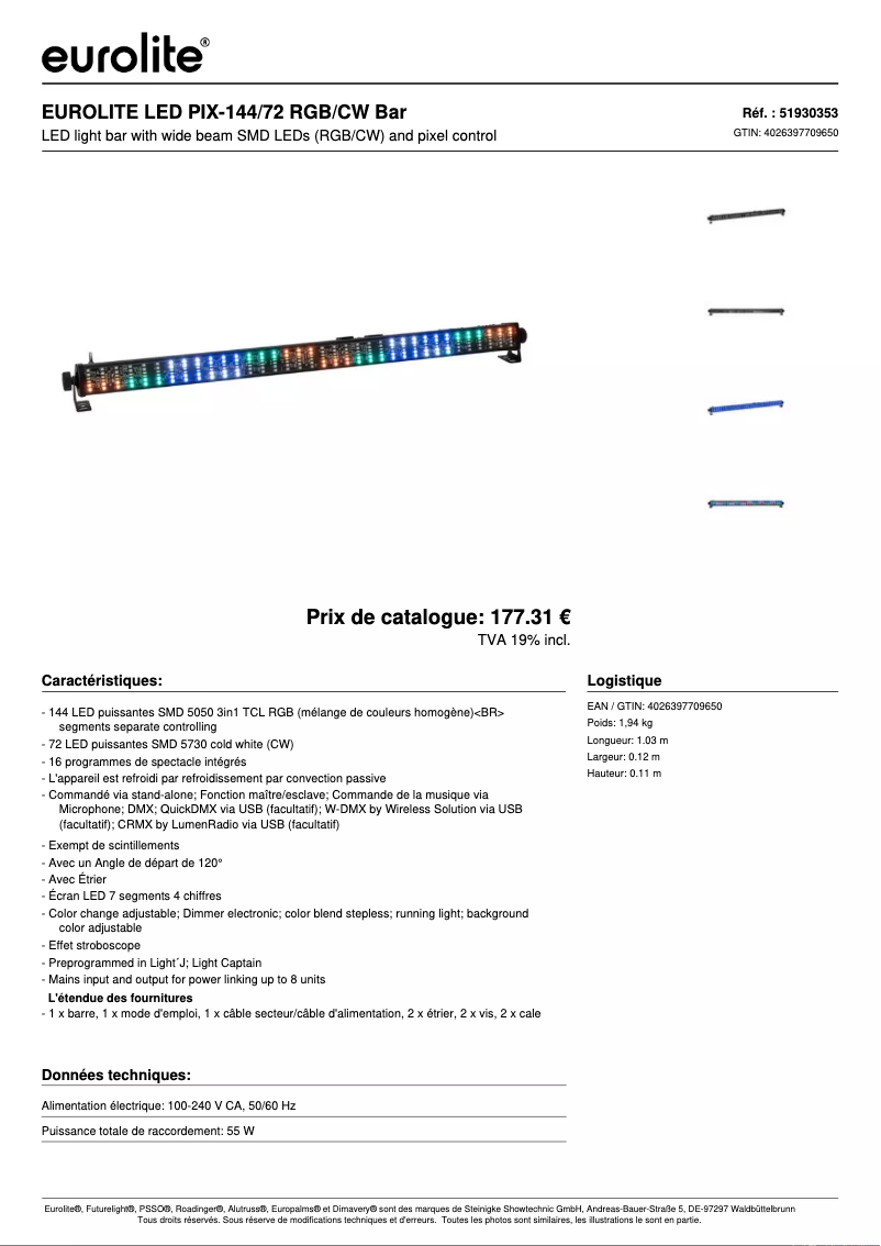 Image de la première page du manuel de l'appareil LED PIX-144/72