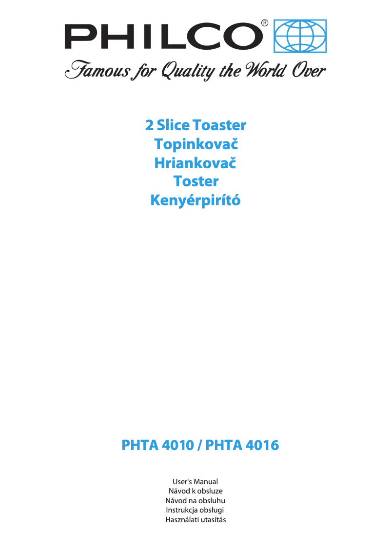 Image de la première page du manuel de l'appareil PHTA 4010