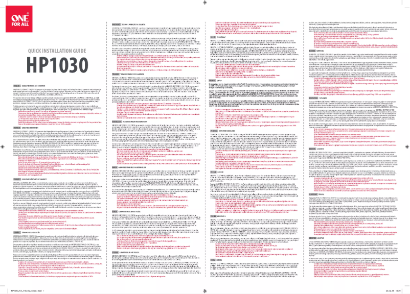 Page 1 de la notice Manuel utilisateur One for all HP 1030