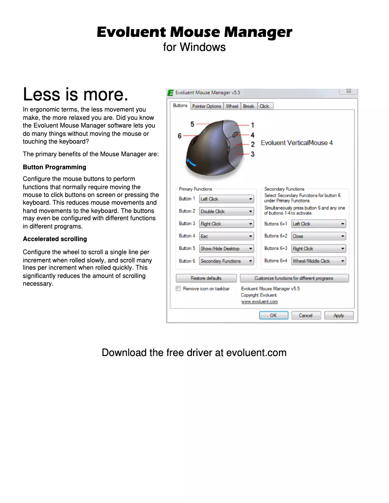 Page 1 de la notice Manuel utilisateur Evoluent VM4RW