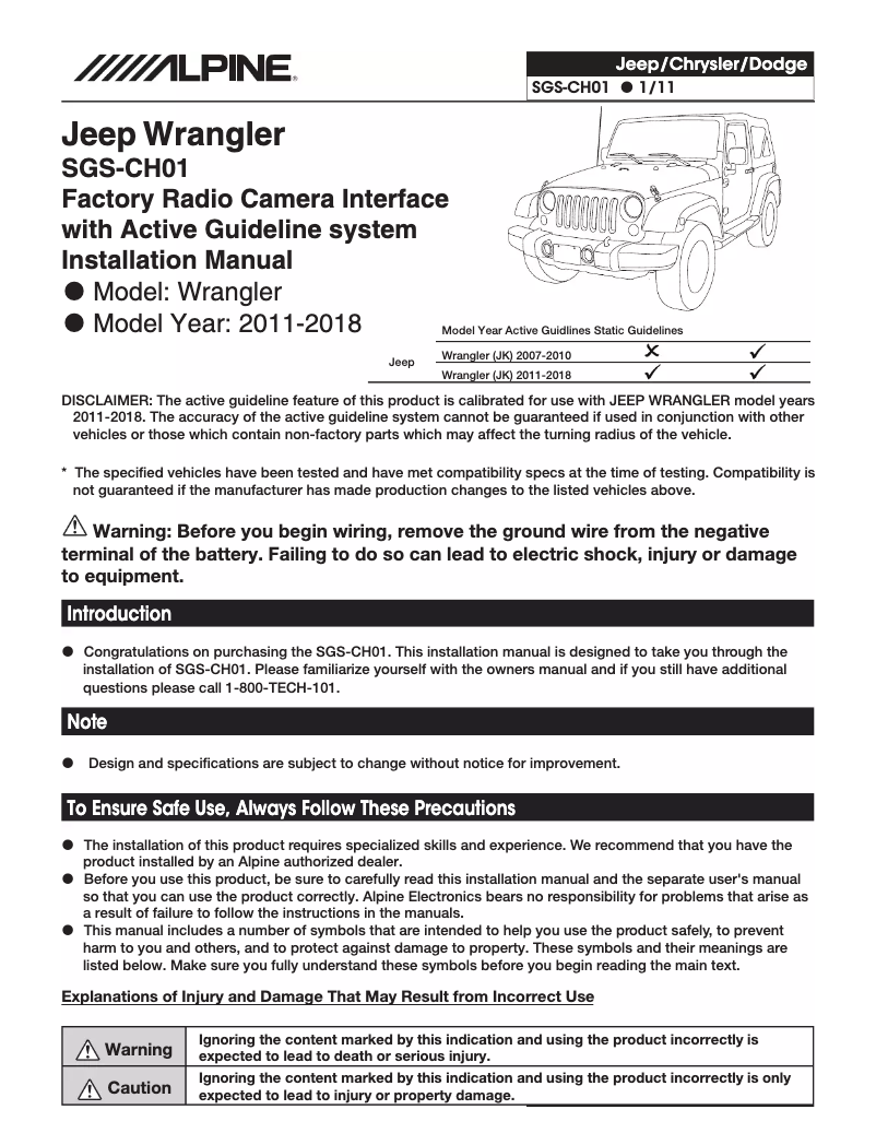 Image de la première page du manuel de l'appareil SGS-CH01