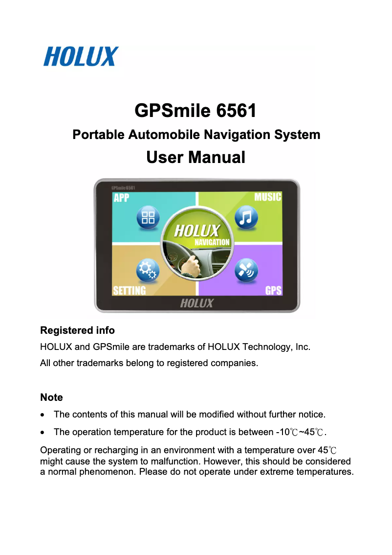 Page n°1 - Manuel utilisateur Holux GPSmile 6561
